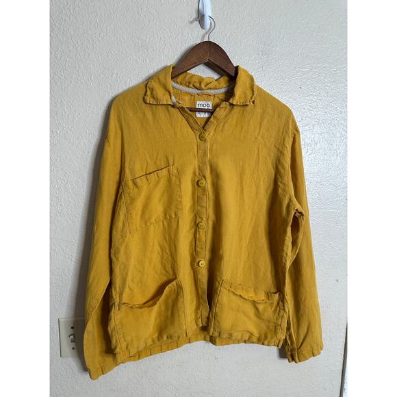 Moo 100% Linen Top and Pants Set Mustard Yellow Womans Medium - Picture 11 of 12